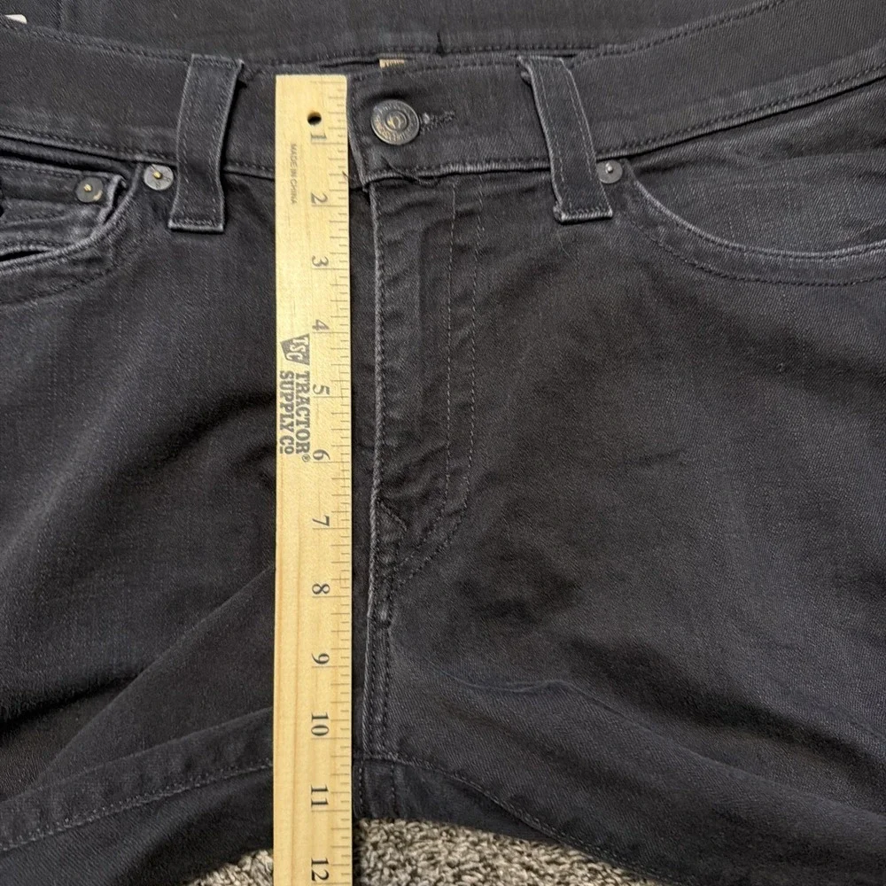 True Religion Jeans Mens 36 Black‎ Ricky Relaxed Straight Denim USA Made Flap
